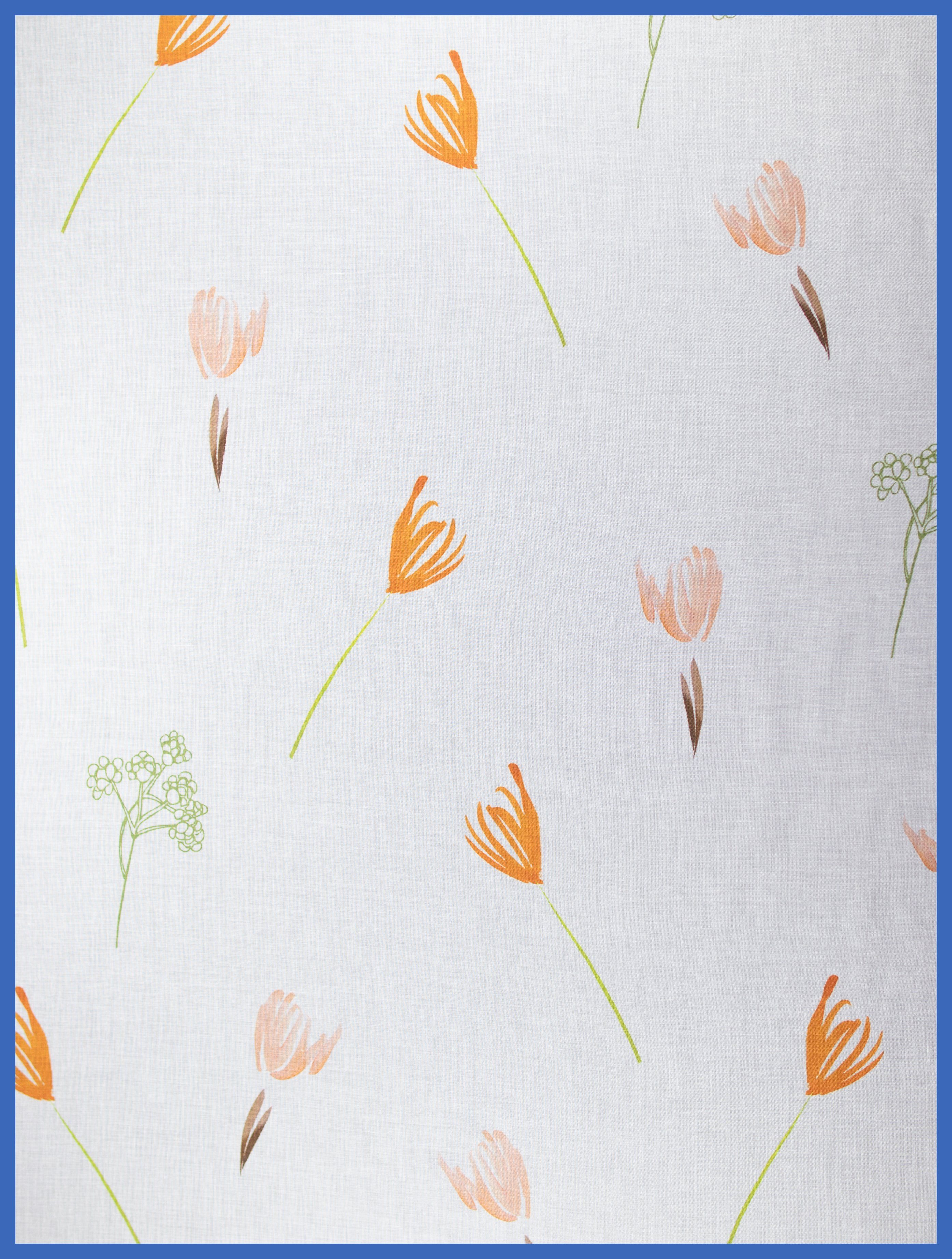 EXPERIENCE Vorhang Schlaufenschal 8 Schlaufen Weiß Orange Lila Bunt 140x245cm Blumen (1 St), Schlaufen, halbtransparent, Batist, Nachhaltige Materialien