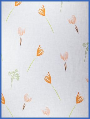 Vorhang Nachhaltiger Schlaufenschal mit 8 Schlaufen Öko Gardine Bio Weiß Orange Lila Bunt 140x245cm Blumen halbtransparent, EXPERIENCE, Schlaufen (1 St), halbtransparent, Batist, Nachhaltige Materialien