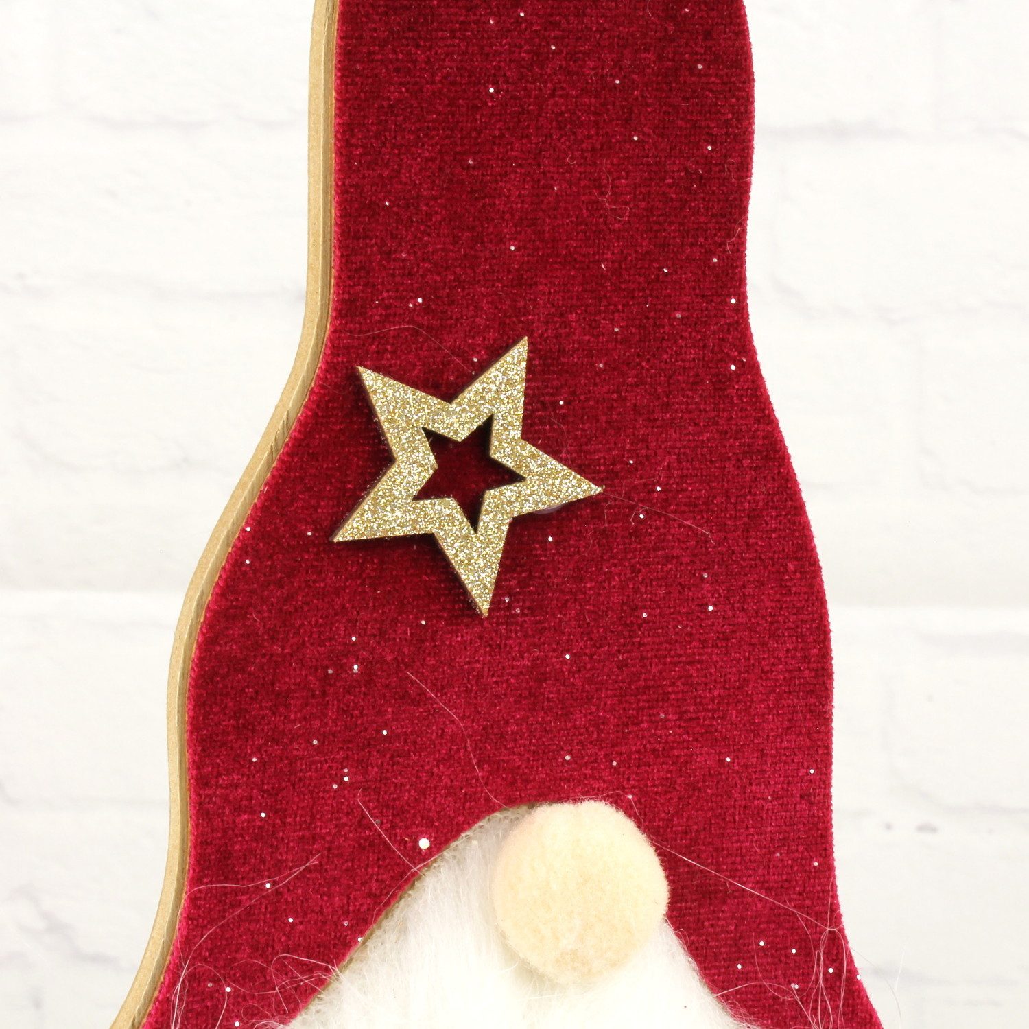 Macosa Home Wichtel Holz Braun Rot modern Dekowichtel Weihnachtswichtel 45 cm Weihnachten (Holzdeko Holzweihnachtsmann groß), Holzwichtel Dekoweihnachtsmann Weihnachtsmann