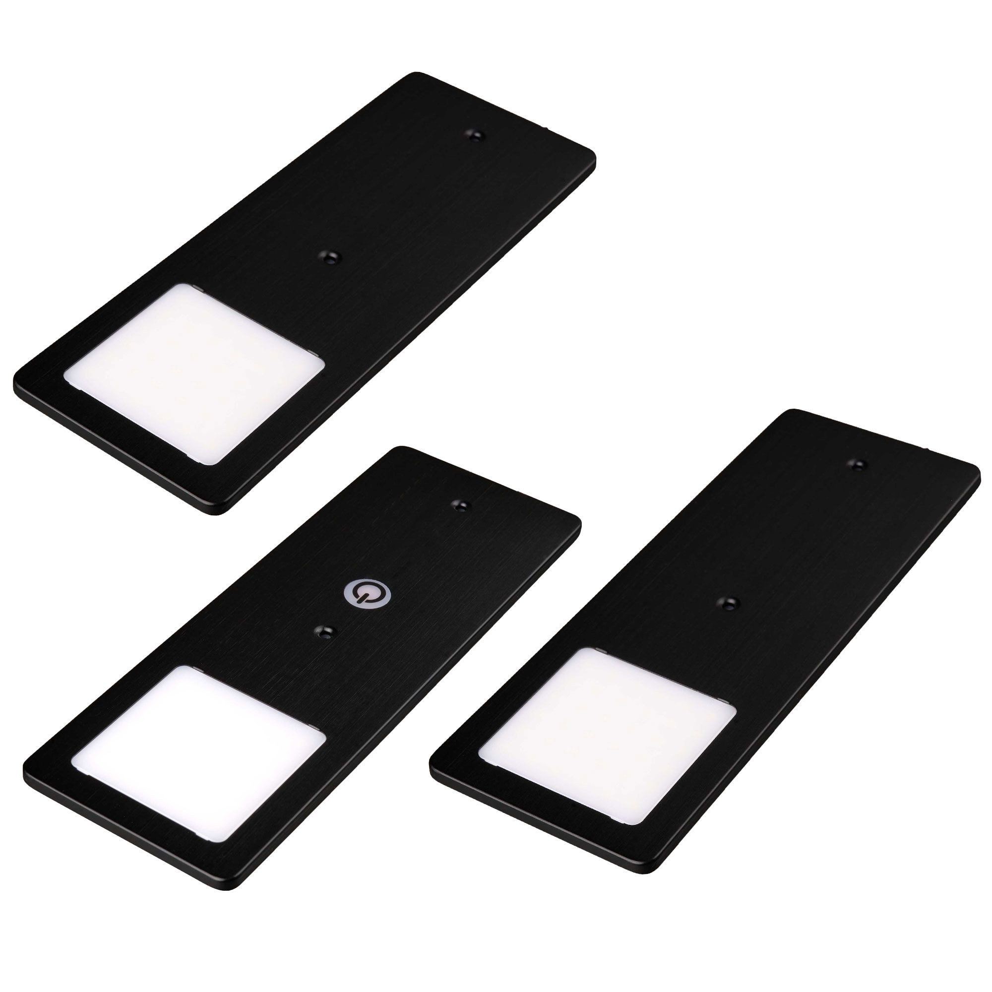 kalb LED Unterbauleuchte schwarz 5W- sehr flache Küchenleuchte mit Touch-Dimmfunktion, 3er Set warmweiß, warmweiss