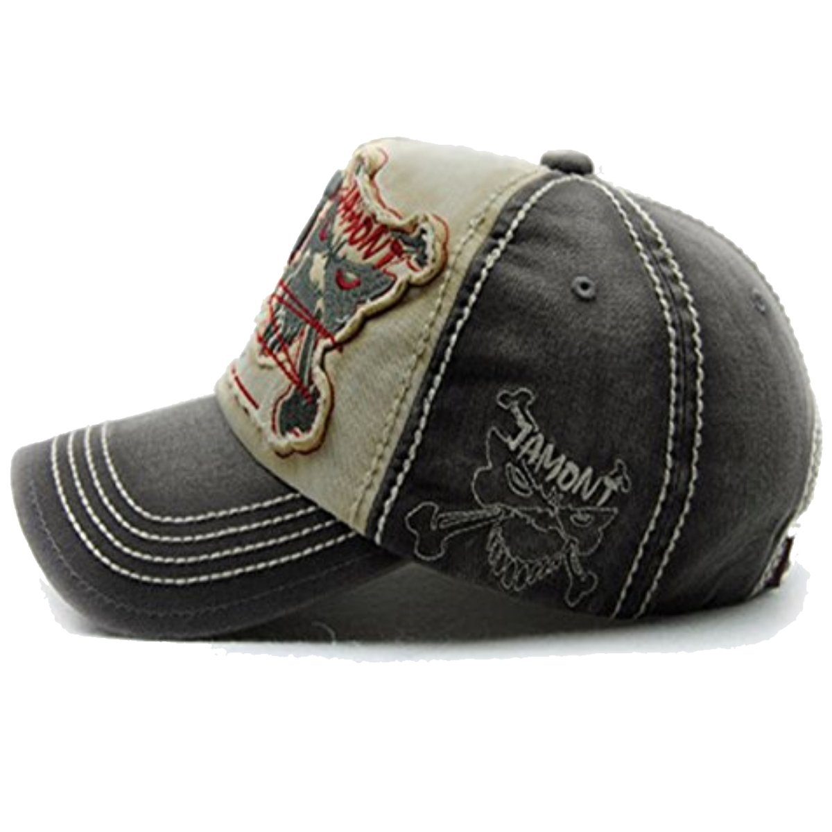 Sporty Baseball Cap Fight Skull Vintage Style Used Washed Look Retro Kappe Cap mit Belüftungslöchern