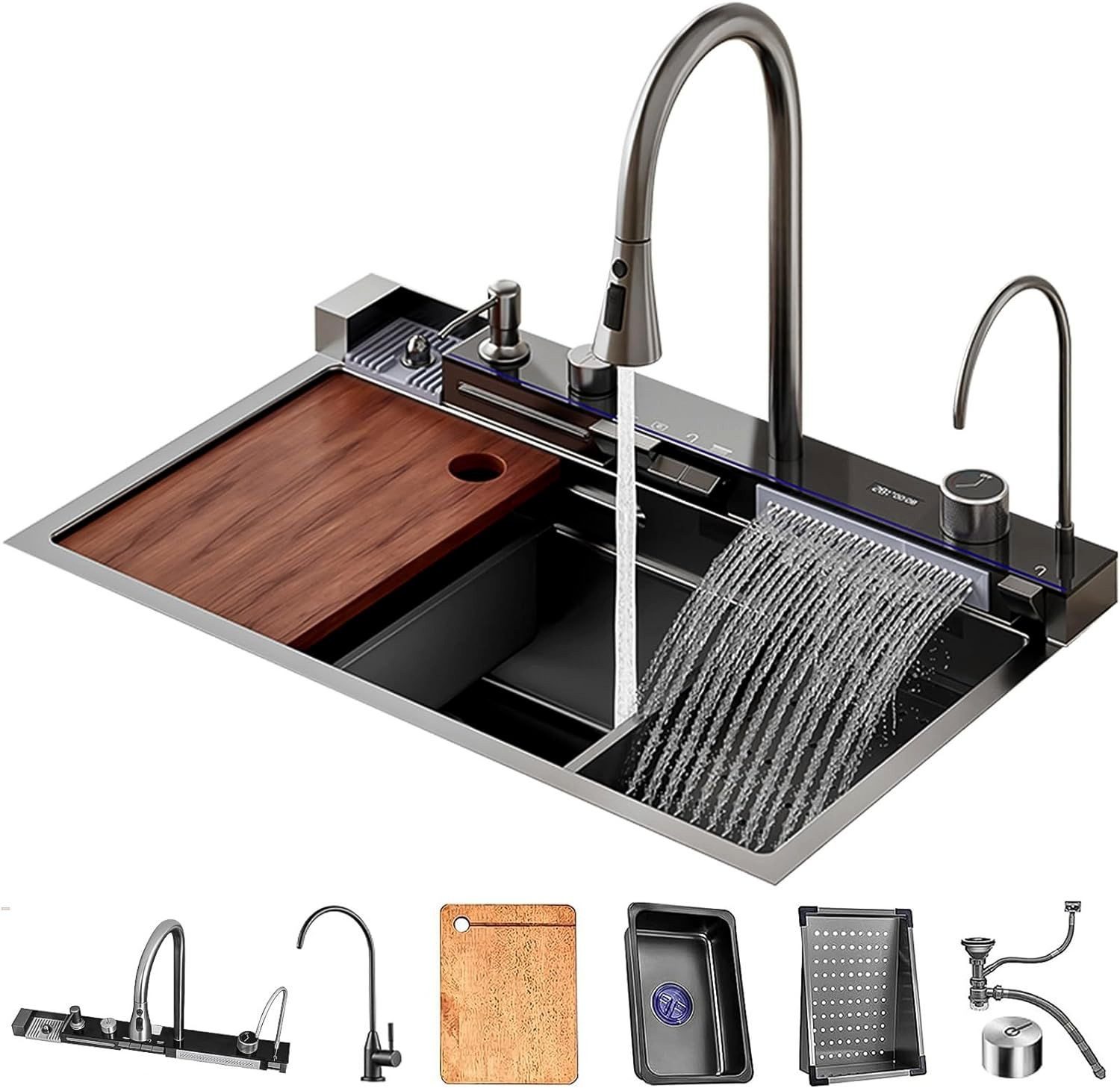 Faizee Home Einbauspüle Nano Wasserfall Geschirrspülbecken günstig online kaufen