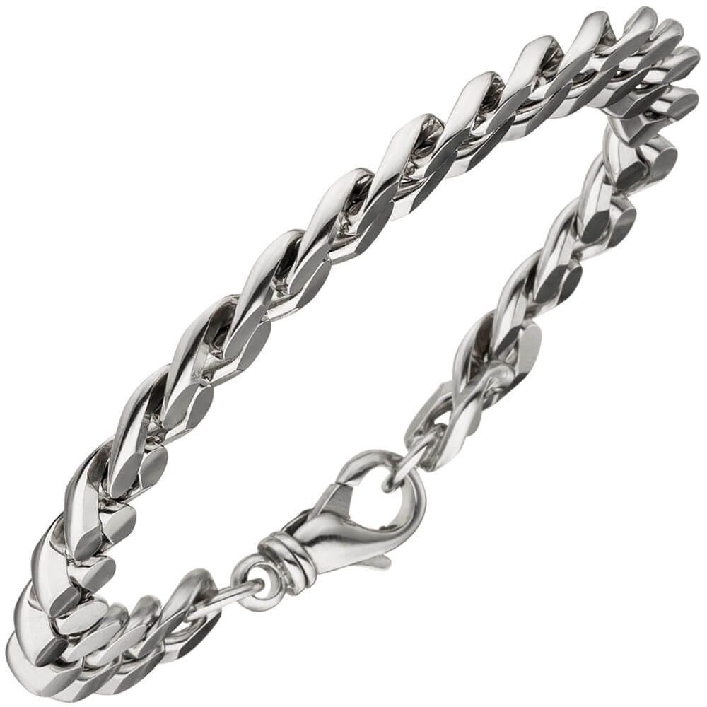 Schmuck Krone Panzerarmband 11,4mm Panzerarmband diamantiert, 925 Silber, 23cm, Silber 925