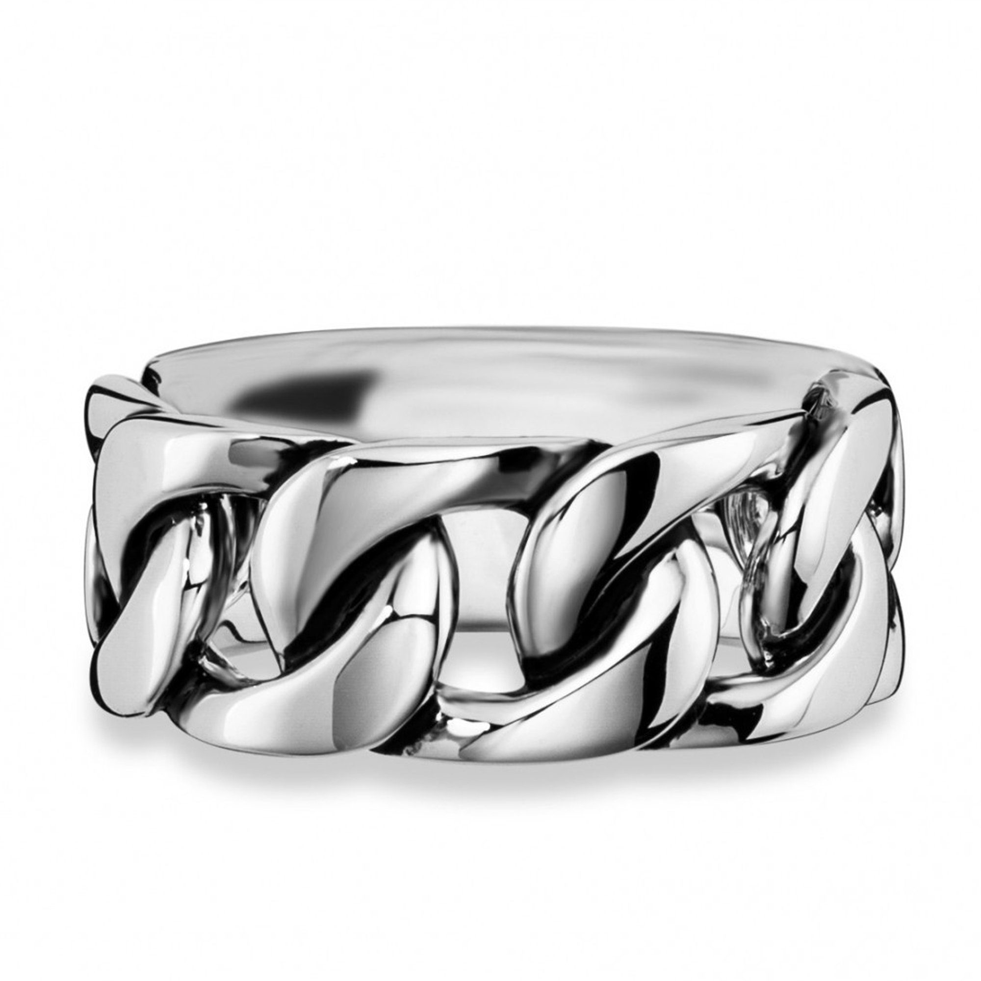 CAÏ Fingerring 925/- Sterling Silber rhodiniert Ketten-Optik