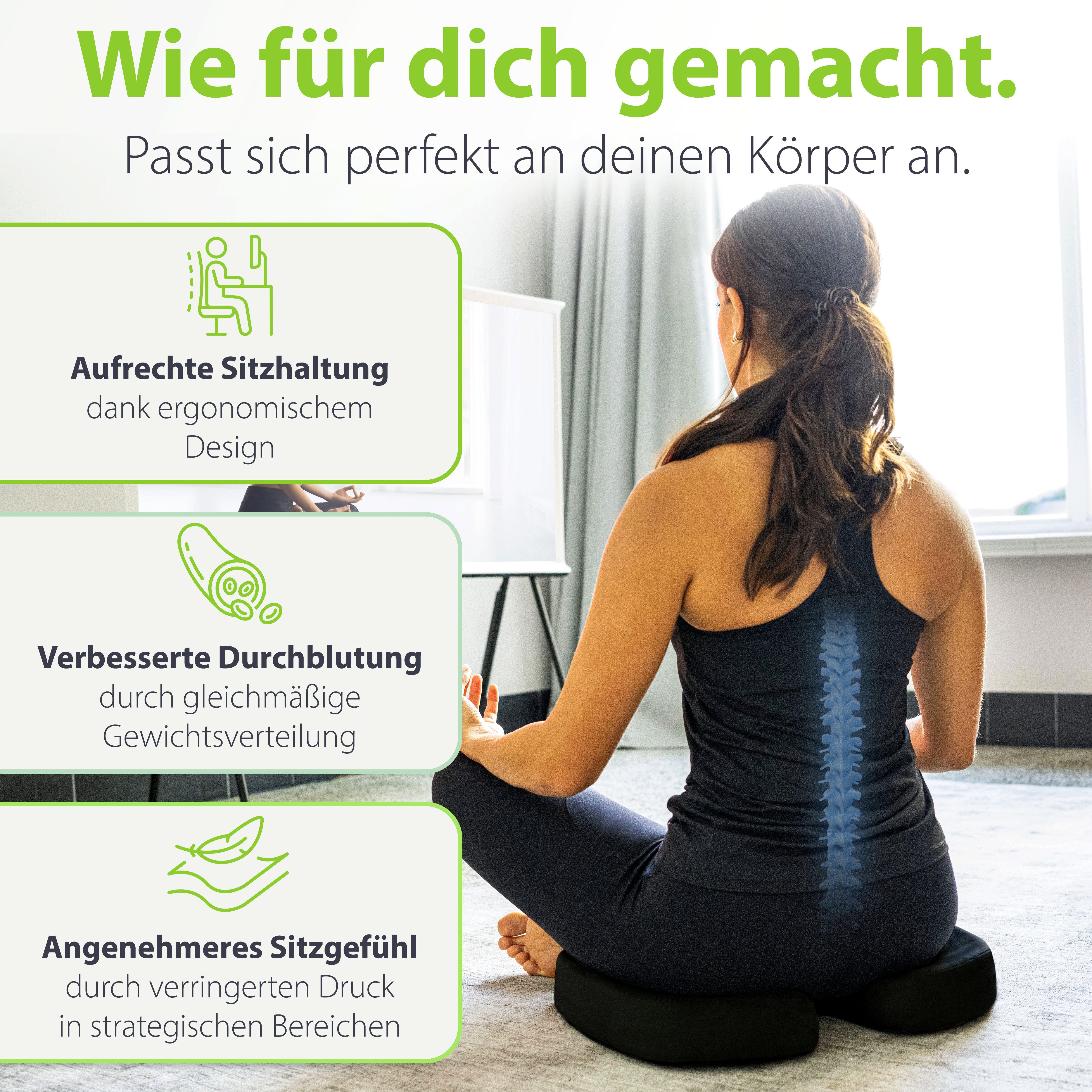 feela Sitzkissen Orthopädisches Kissen – Ergonomisch, 3 Härtegrade bei Rückenschmerzen, Fördert gesundes Sitzen & entlastet Rücken – Zuhause, Büro & unterwegs