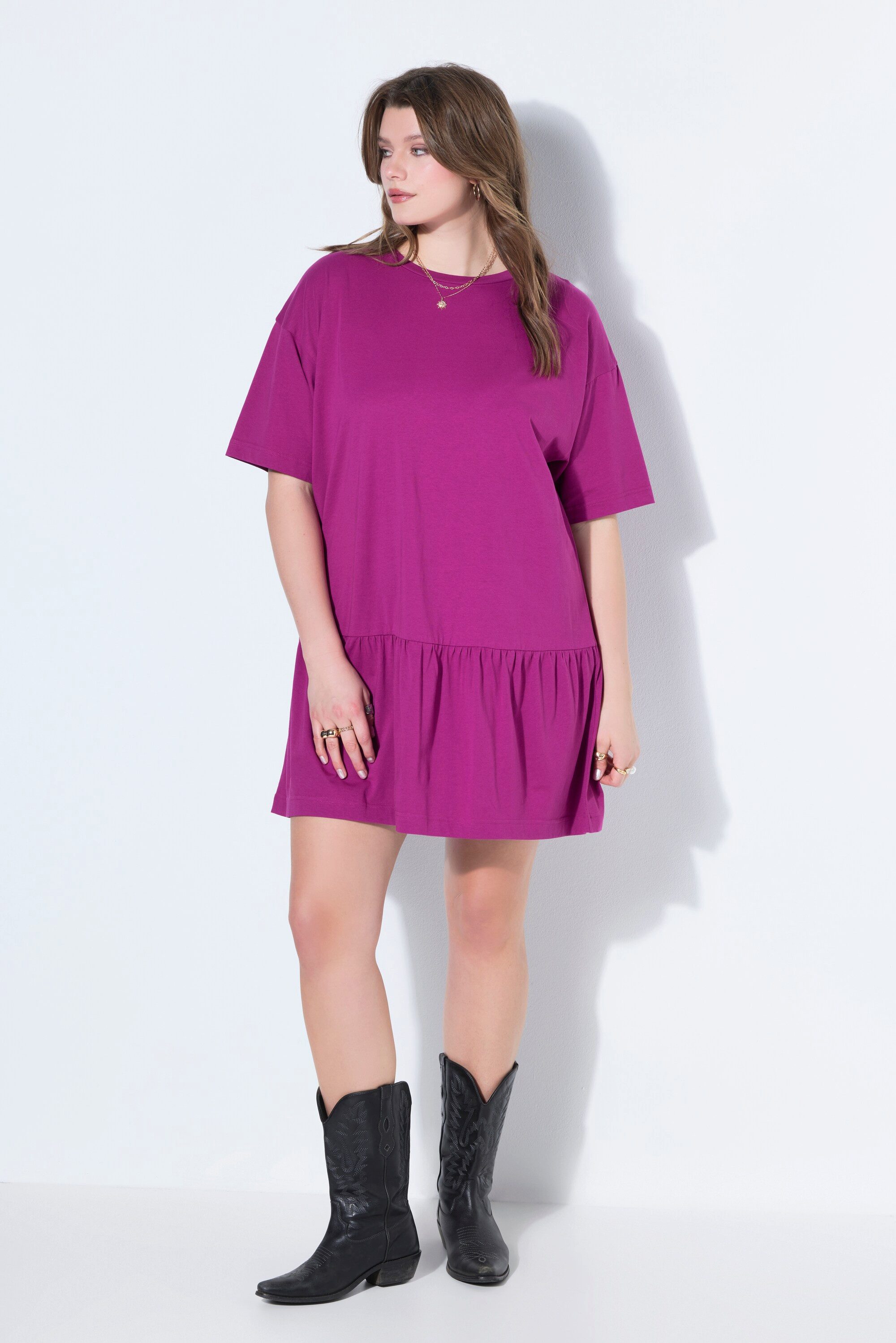 Studio Untold Jerseykleid Jerseykleid A-Linie Saumvolant Halbarm