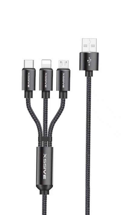 COFI 1453 3in1 Charge USB Kabel 1.2 Meter 2.4A Schnell-Ladekabel geflochten Smartphone-Kabel
