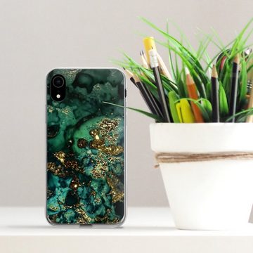 DeinDesign Handyhülle Marmor Glitzer Look Muster Cyan Glitter Marble Look, Apple iPhone Xr Silikon Hülle Bumper Case Handy Schutzhülle