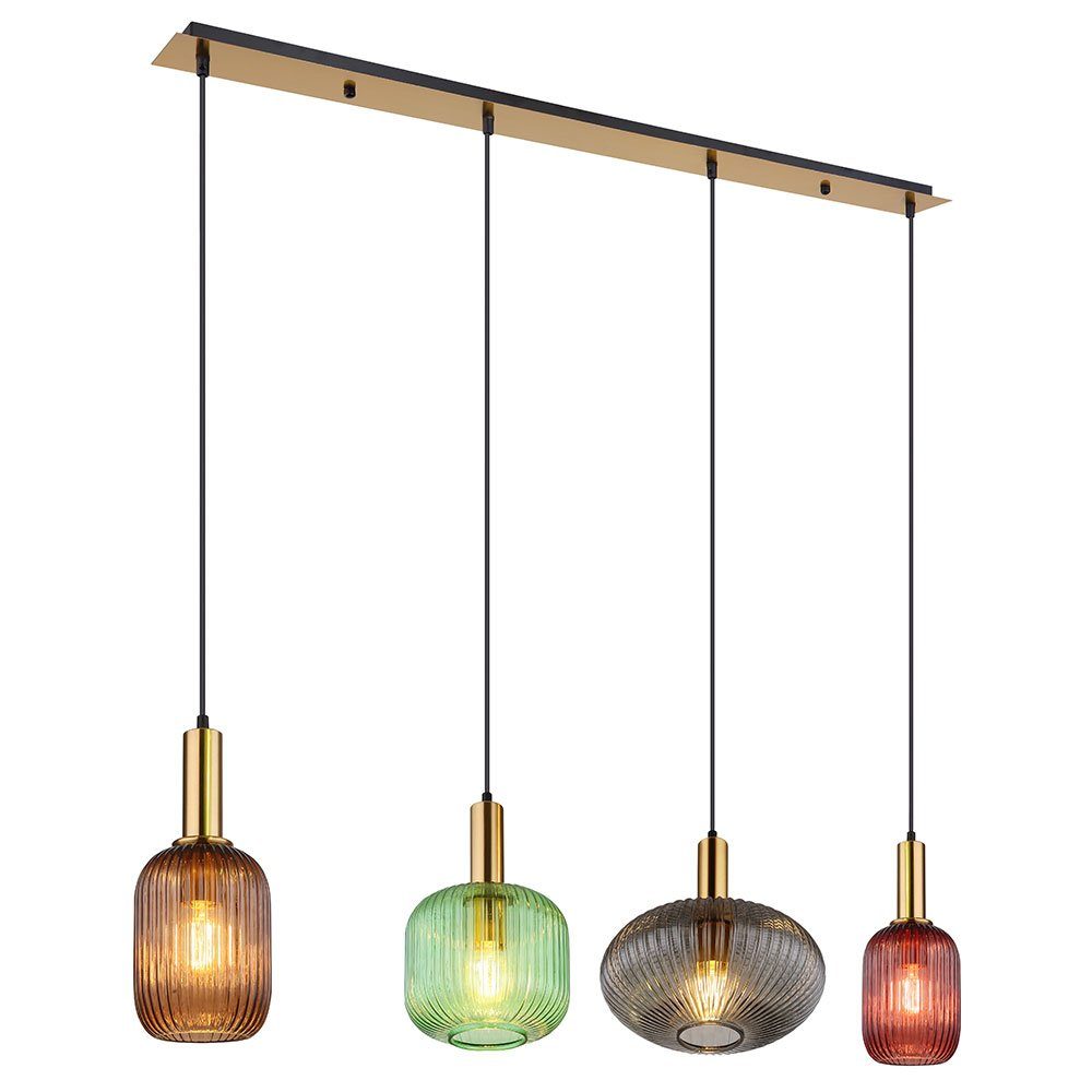 GLOBO LIGHTING Hängeleuchte, Leuchtmittel nicht inklusive, Hängelampe Esstischleuchte Pendellampe Glas bunt 4 flammig H 120 cm