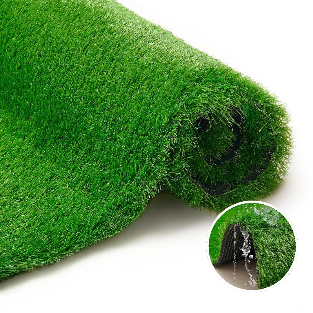 Tapiso Kunstrasen Natural Deluxe, rechteckig, Höhe: 40 mm, UV-beständig & wetterfest – ideal für Balkon, Terrasse und Garten