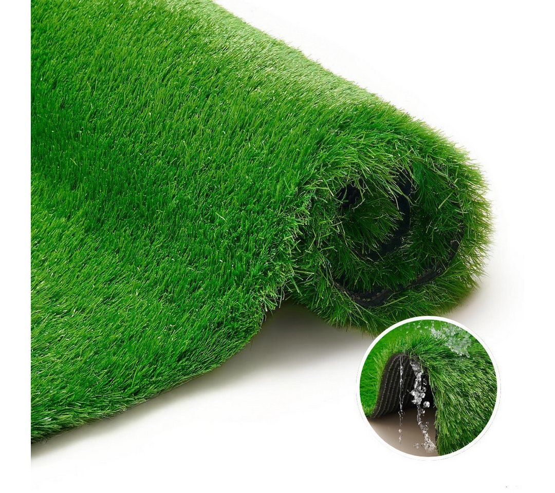 Tapiso Kunstrasen Natural Deluxe, rechteckig, Höhe: 40 mm, UV-beständig & wetterfest – ideal für Balkon, Terrasse und Garten