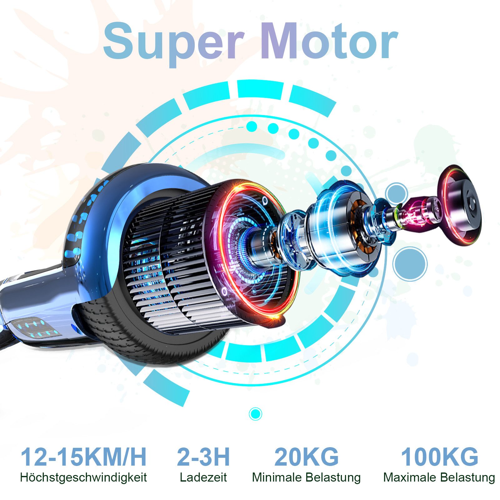 Thumbnail - RCB TECH Balance Scooter Kart Set, 6,5 Zoll Hoverboard mit Sitz für Kinder, Hoverboard mit Go-Kart, 120,00 W, 12,00 km/h...