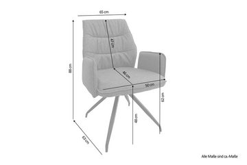 byLIVING Armlehnstuhl PEG (2er-Set, Webstoffbezug in grau, Metallgestell in schwarz), Hoher Komfort durch hochwertiger Polsterung