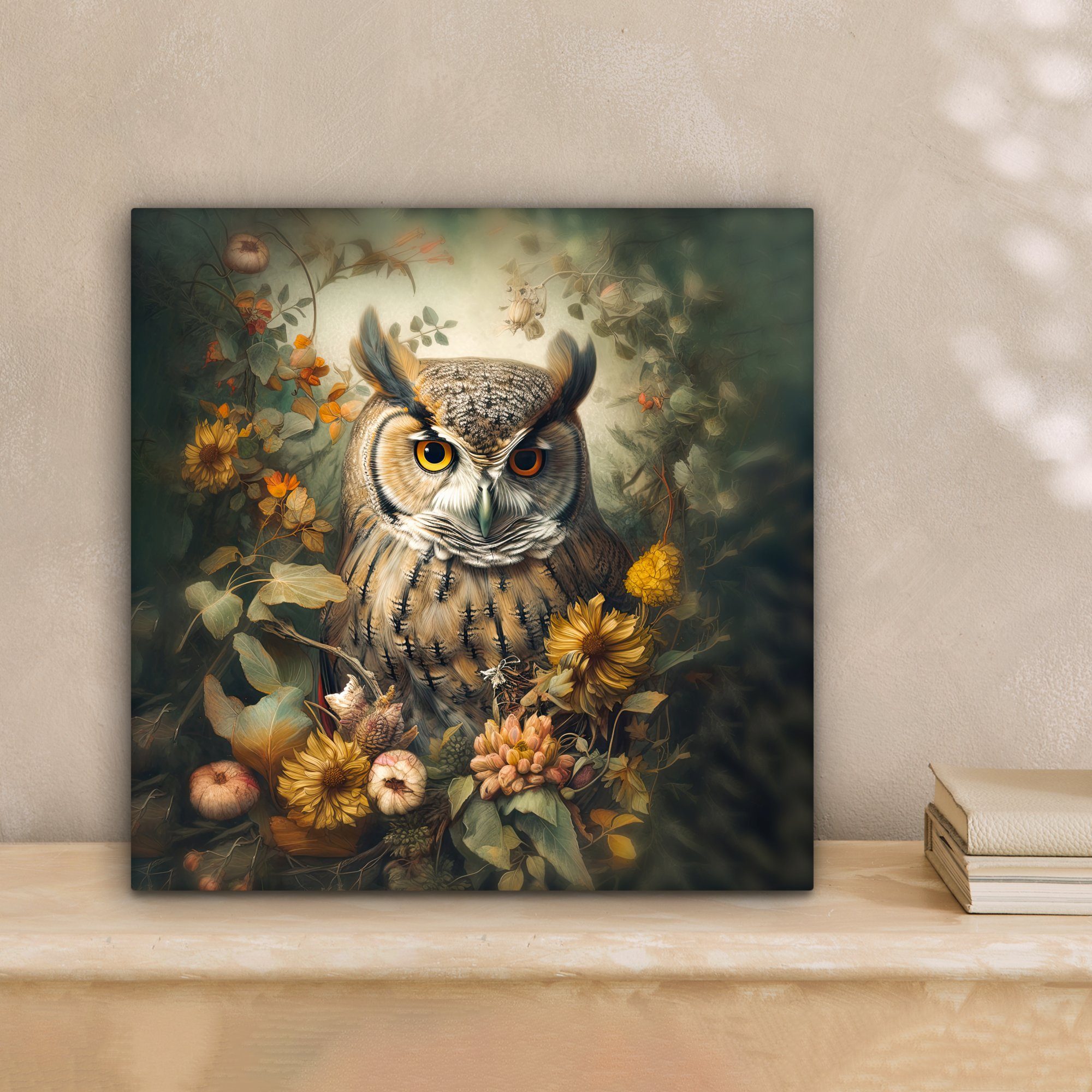OneMillionCanvasses® Leinwandbild Eule - Vögel - Blumen - Natur, Fotodruck günstig online kaufen
