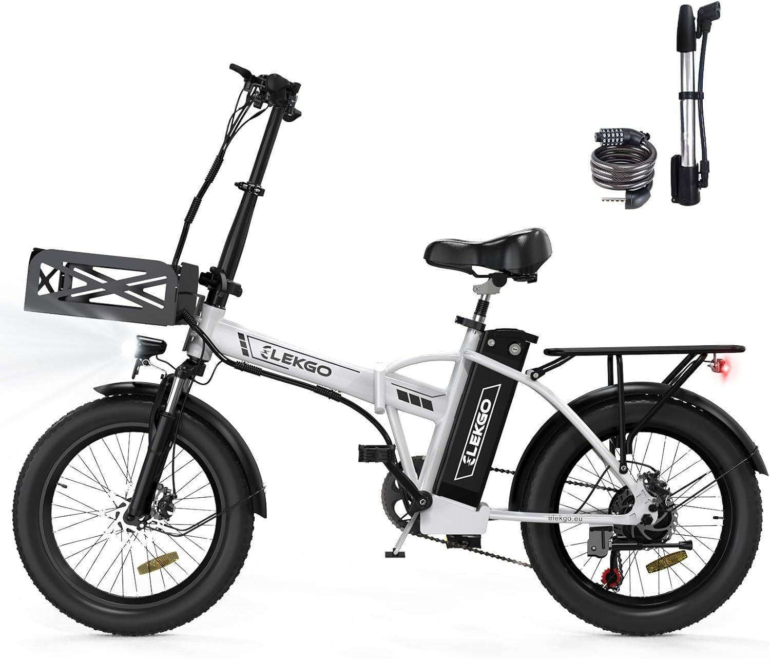 ELEKGO E-Bike 20" 3,0 Elektrofahrrad Mountainbike mit 36V/12Ah Akku, bis 35-90km, 7 Gang, 250W Heckmotor