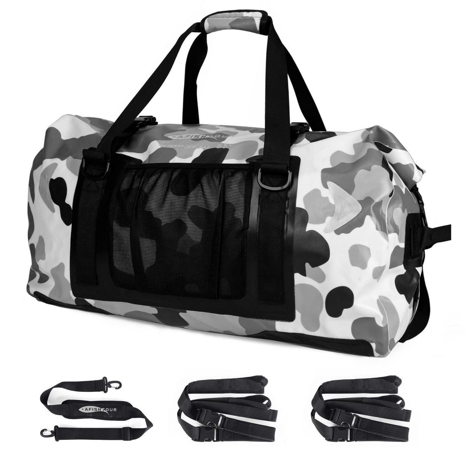 LuxusKollektion Drybag Duffelbag 65L wasserdicht Drybag Rollverschluss Reisetasche Grau