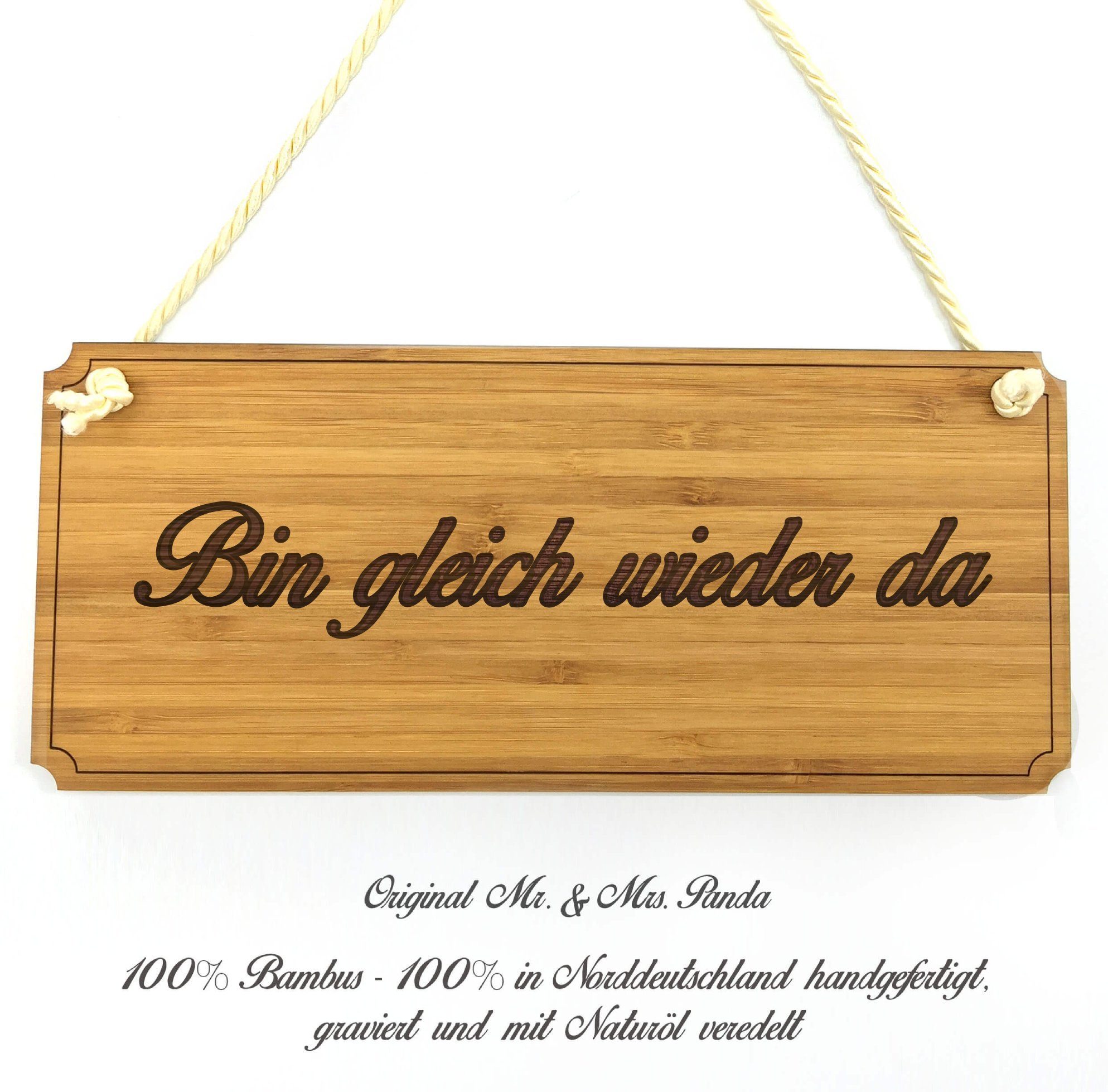 Mr. & Mrs. Panda Hinweisschild »Bin gleich wieder da Keine Angabe Schild, Türschild