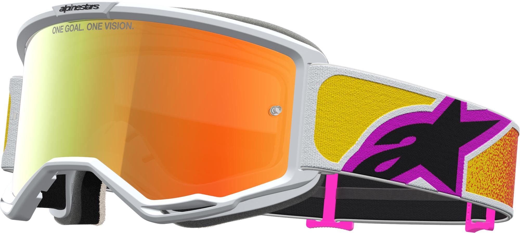 Alpinestars Motorradbrille Vision 5 Drag Mirror Motocross Brille, Antifog,Mit Band,Verspiegelt
