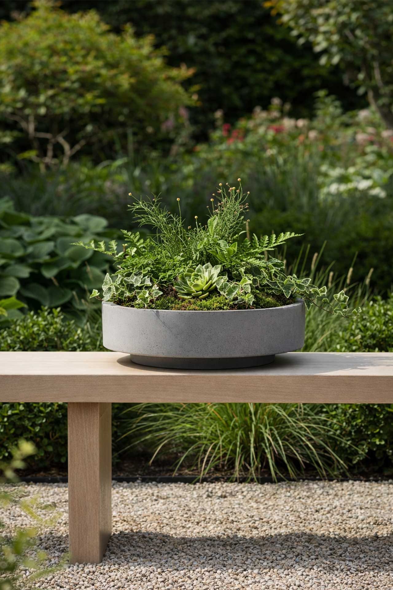 VIVANNO Pflanzschale Fiberglas ESCADA LOW Schale - Betongrau Beton-Design (1 St), 45x45x12 cm