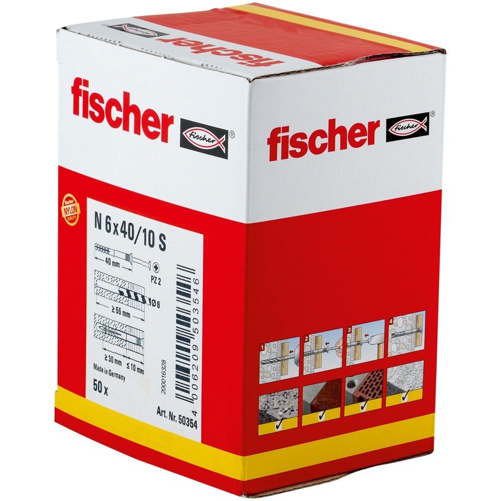 mm fischer Nageldübel Fischer x 40 Dübel-Set 50 Stück und Schrauben- 6.0 - N