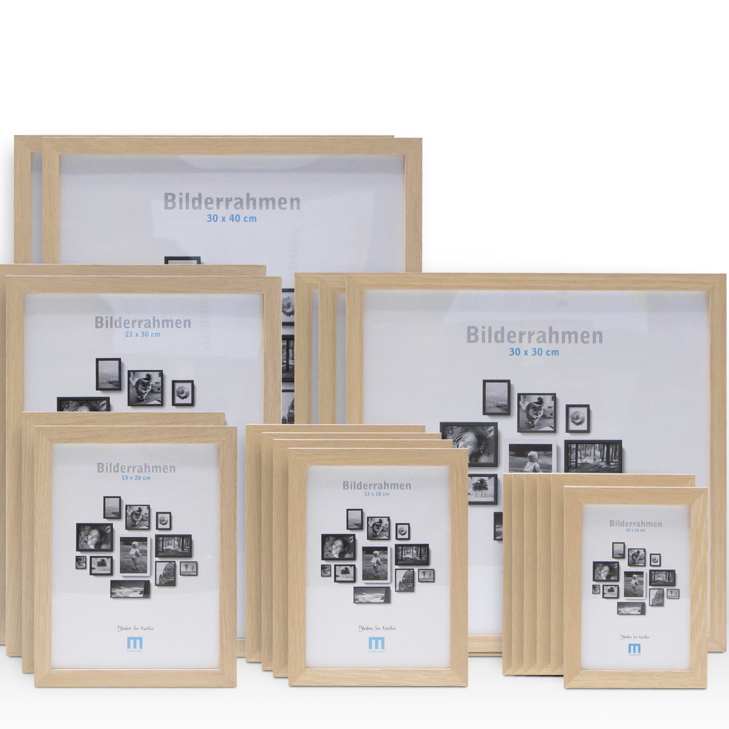 M MERCEO Bilderrahmen, 17-tlg. Bilderrahmen-Set Natur (10x15cm bis 30x40cm) günstig online kaufen
