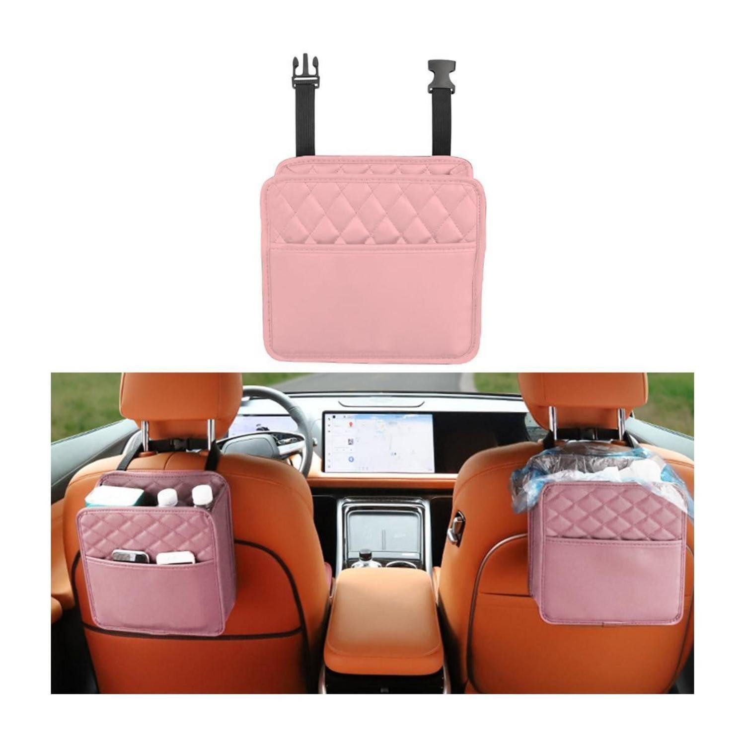 LuxusKollektion Mülleimer Mülleimer Auto Leder hängend Innenausstattung wasserdicht Rosa