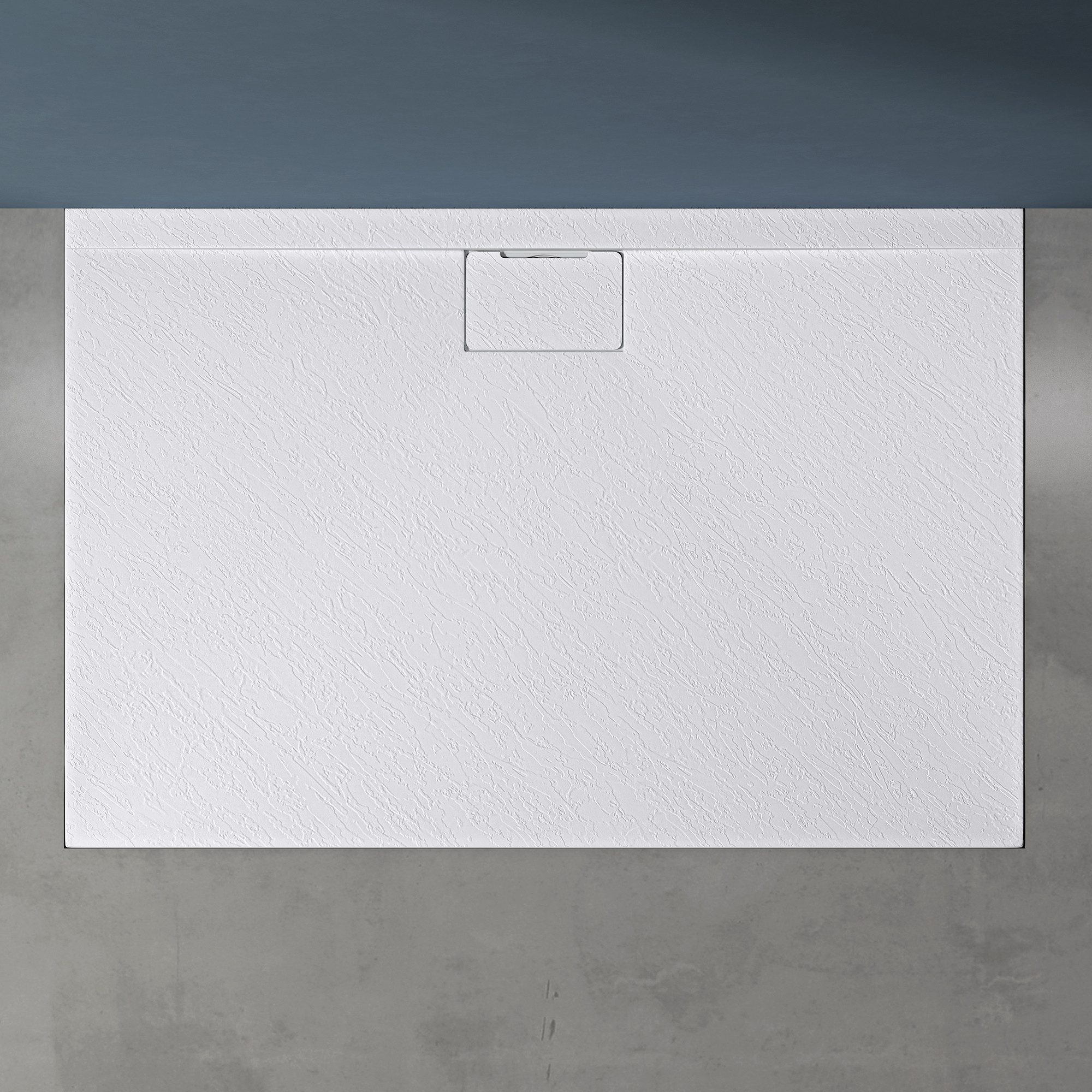 doporro Duschwanne Duschtasse flach aus Mineralguss DIN-Anschlüsse Boden Geoma07, Rechteckig, Mineralguss