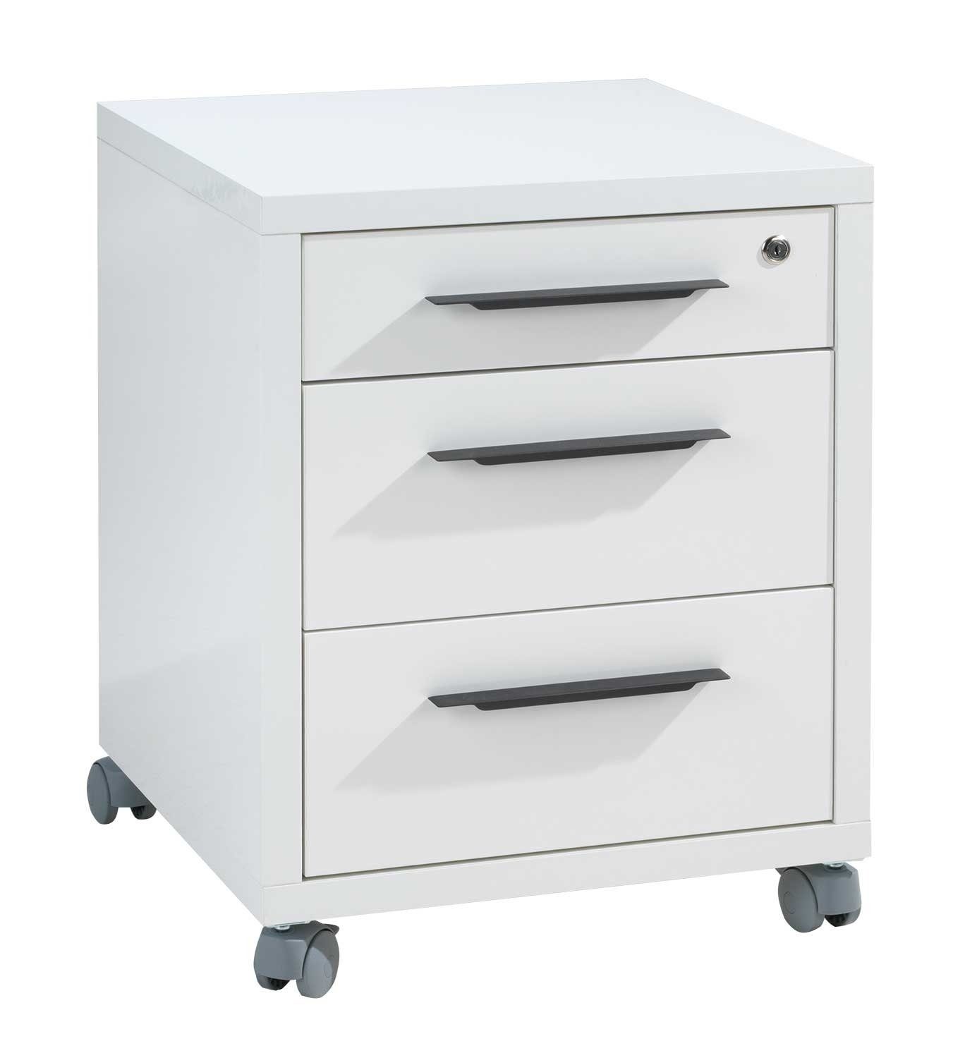 Rollcontainer DISEGNO, B 49 x H 63 cm, Weiß Hochglanz