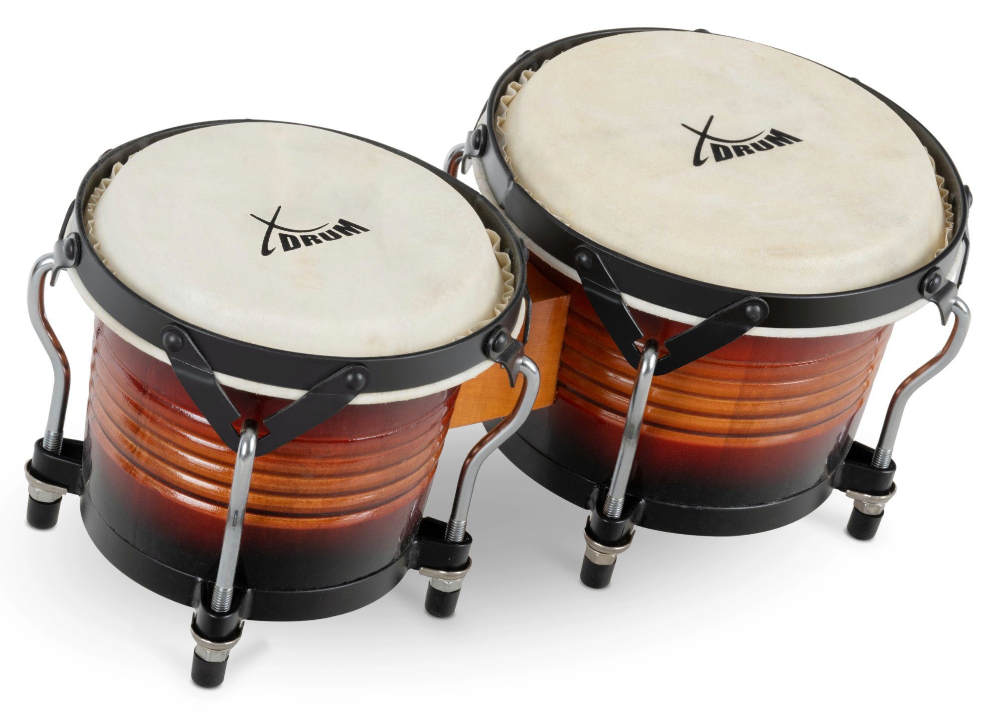 XDrum Bongo Pro - 6,5" Macho und 7,5" Hembra, mit stimmbaren Naturfellen - Holz: Birke