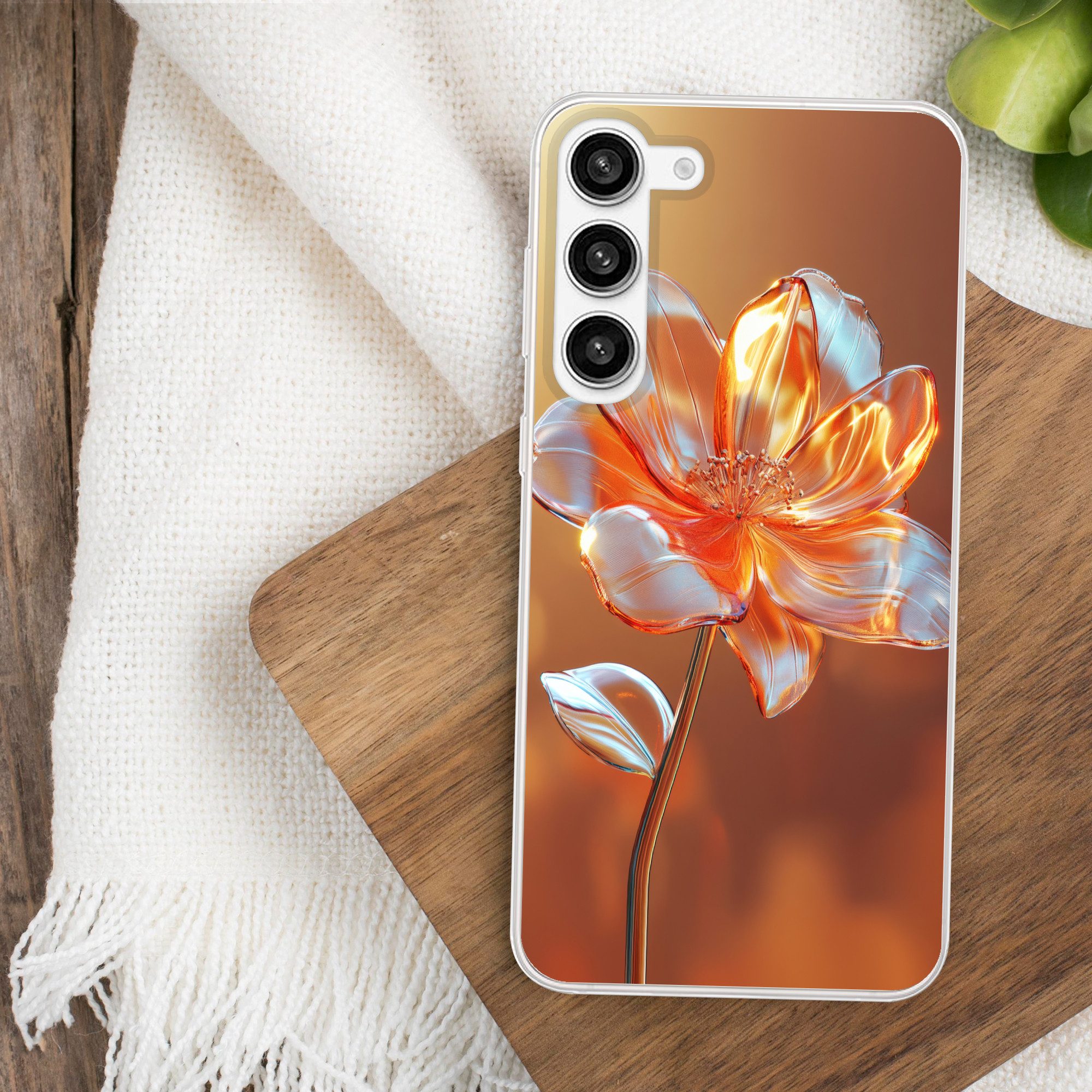 MuchoWow Handyhülle für Samsung Galaxy S23 Plus Gläser - Blume - Sonnenlicht, Phone Case, Silikon, Schutzhülle Dünn