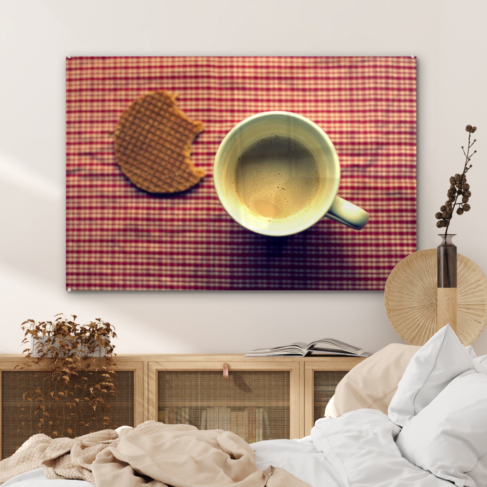 Acrylglasbilder Wohnzimmer Sirupwaffel mit St), Schlafzimmer Kaffee, (1 MuchoWow & Acrylglasbild