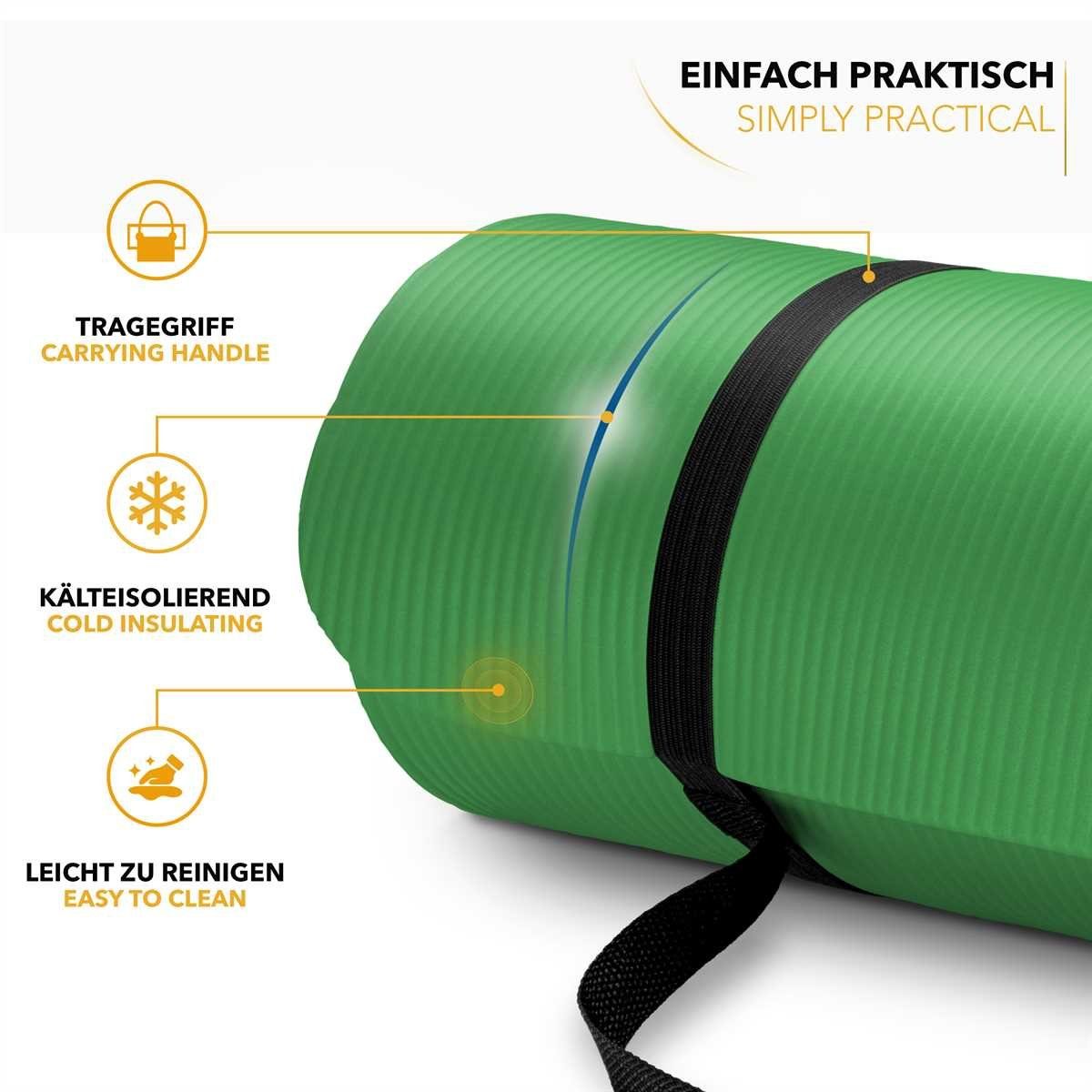 TRESKO Gymnastikmatte rutschfest mit Tragegurt Sportmatte gepolstert, Yogamatte Gymnastikmatte Dick Fitnessmatte – Bild 4 von 4