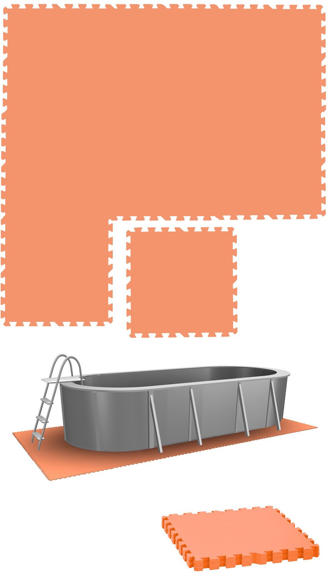 eyepower Pool-Bodenschutzfliese 1,9m² Poolmatte aus 8 großen EVA Matten - Rutschfeste Poolunterlage, 0,5 cm dicke Bodenfliesen - 50x50 Unterlegmatten - Whirlpool Unterlage
