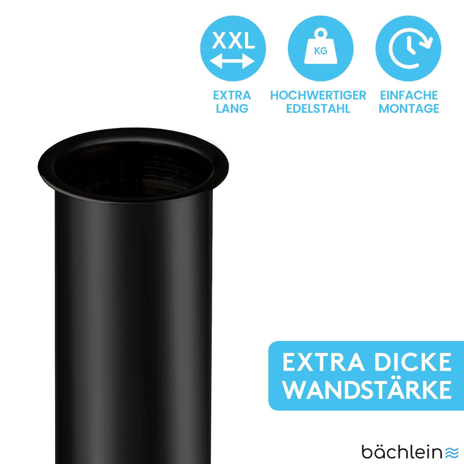 Bächlein Siphon Siphon-Tauchrohr, Verlängerung für Siphon Geruchsverschluss, extra langes Tauchrohr bis 400 mm