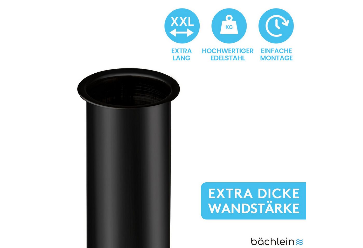 Thumbnail - Bächlein Siphon Siphon-Tauchrohr, Verlängerung für Siphon Geruchsverschluss, extra langes Tauchrohr bis 400 mm