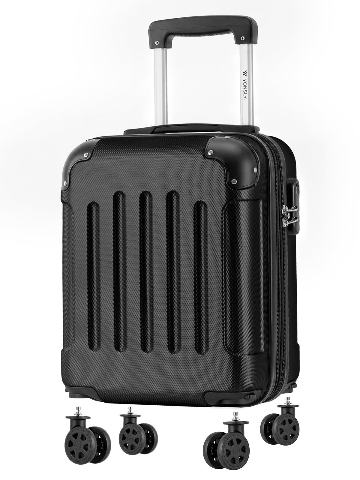 YONSLY Handgepäckkoffer Kabinenkoffer Reisekoffer Trolley mit abnehmbaren Rollrädern, 4 Rollen, ABS-Hartschale mit Zahlenschloss und ergonomischem Gummigriff