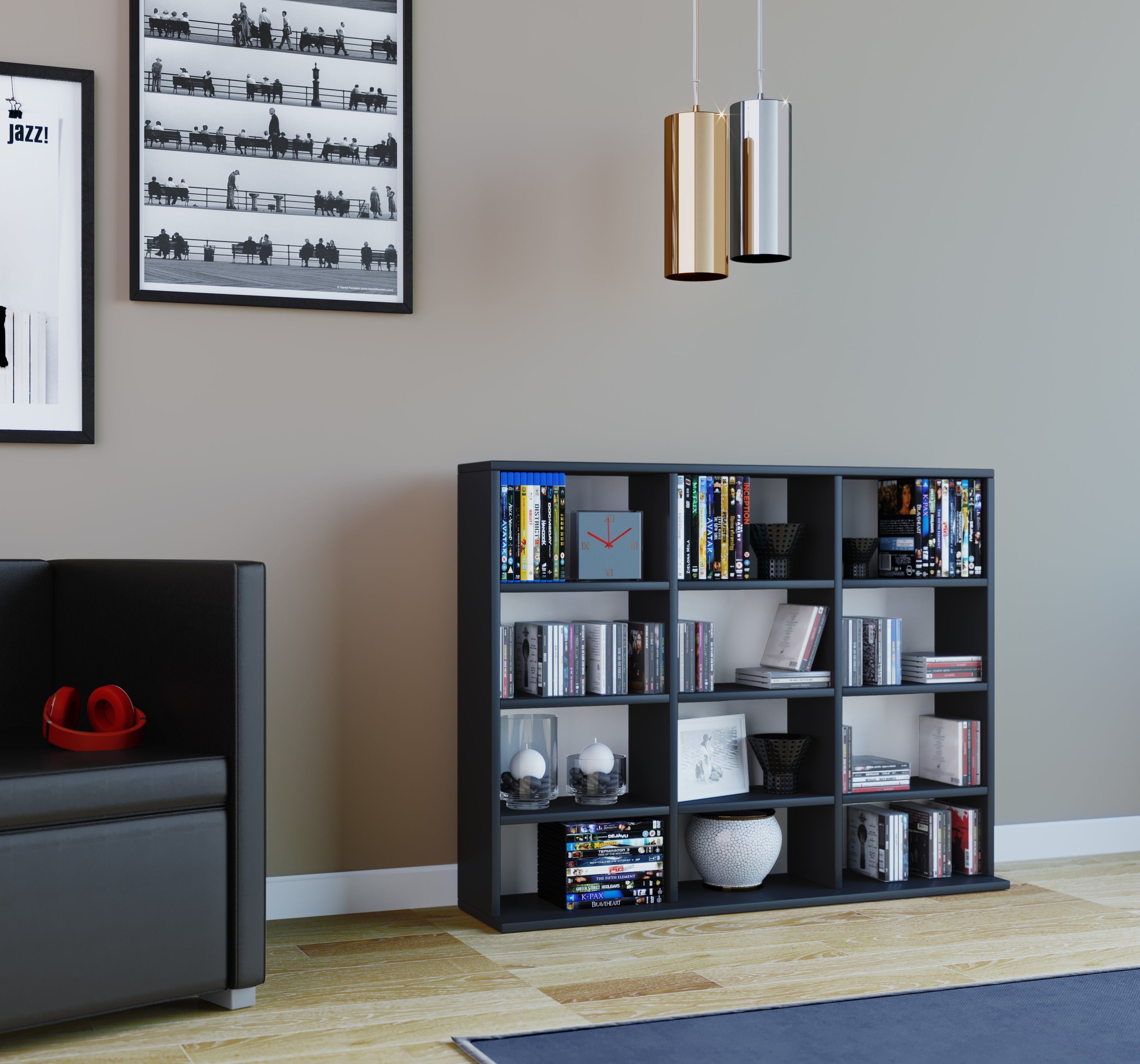 VCM Standregal Holz CD DVD Standregal Bücherregal Regal Megosa L