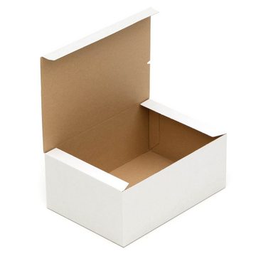 KK Verpackungen Versandkarton, 20 Automatikboden-Kartons 305 x 215 x 125 mm Postversand Warenversand Wellpappkarton Weiß