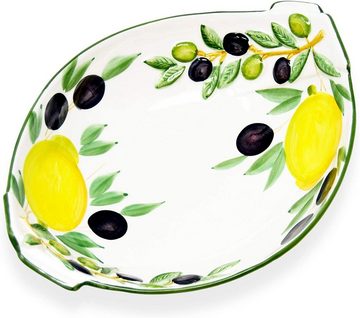 Lashuma Obstschale Zitrone Olive, Keramik, (1-tlg), Salatschüssel oval 27x21 cm aus Italien