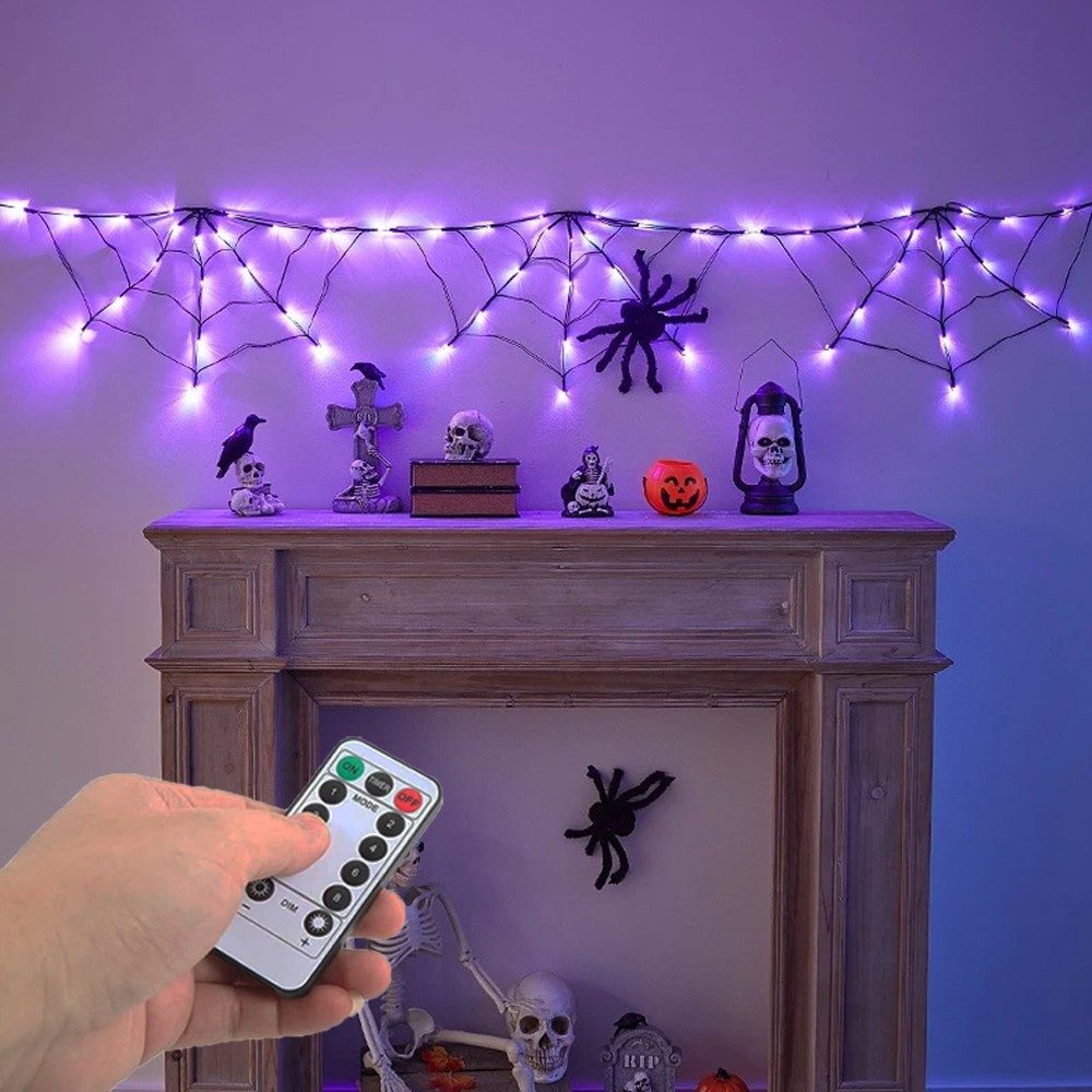 QUBEBU LED-Lichternetz Halloween Dekorationen Lichter, Spinnennetz günstig online kaufen