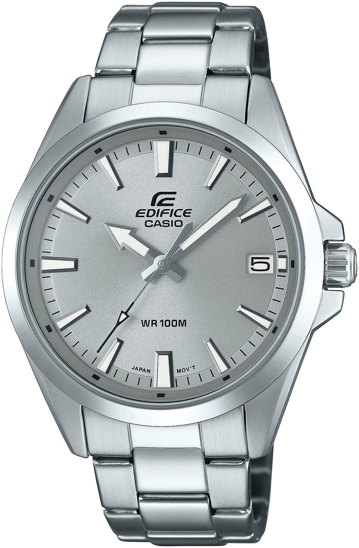 CASIO EDIFICE Quarzuhr EFV-100D-8AVUEF, Armbanduhr, Herrenuhr, Edelstahlarmband, Datum, Neo-Display, analog