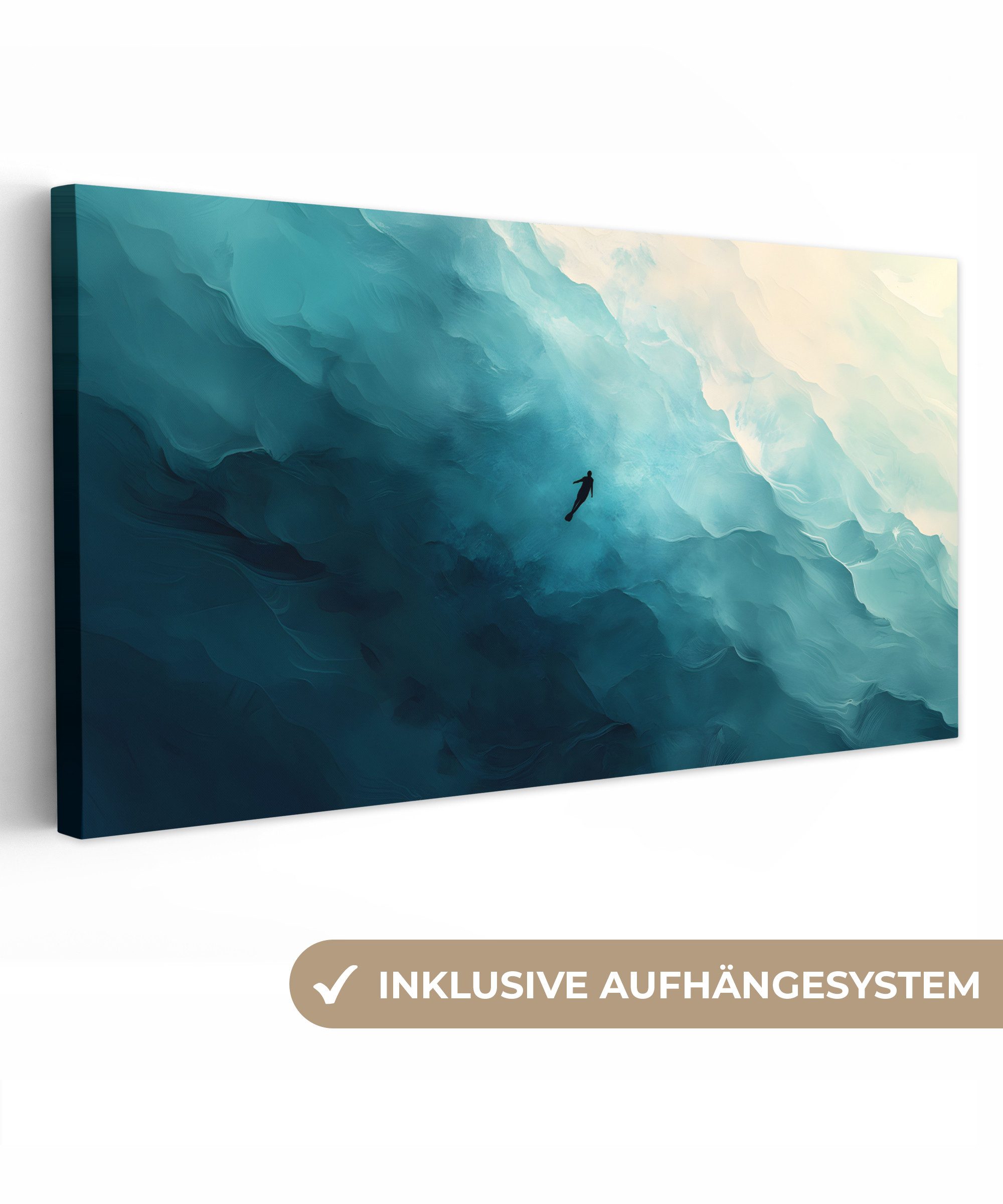 OneMillionCanvasses® Leinwandbild Panorama Meer - Silhouette günstig online kaufen