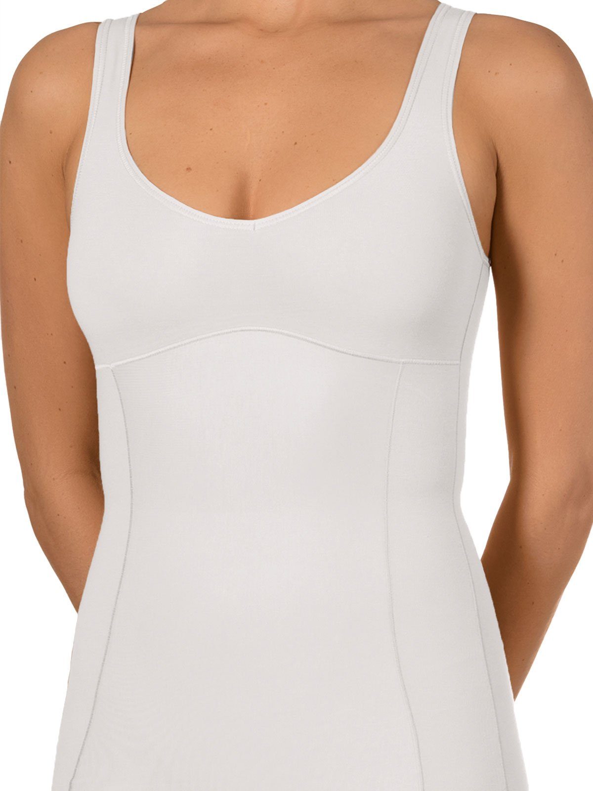 extra Von flache 1-St) Armausschnitt Cotton Shapinghemd elastische Börtchen Shape Shape Nina C. und Hals- (Stück, an Nähte, Shirt
