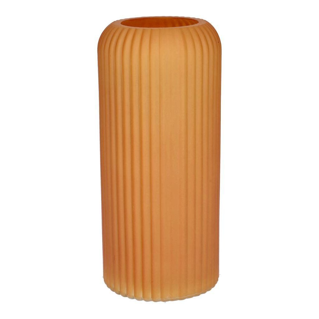 INNA-Glas Dekovase Dekovase ALBURGIS mit Rillen, Glas, orange-matt, 20cm, Ø8,7cm