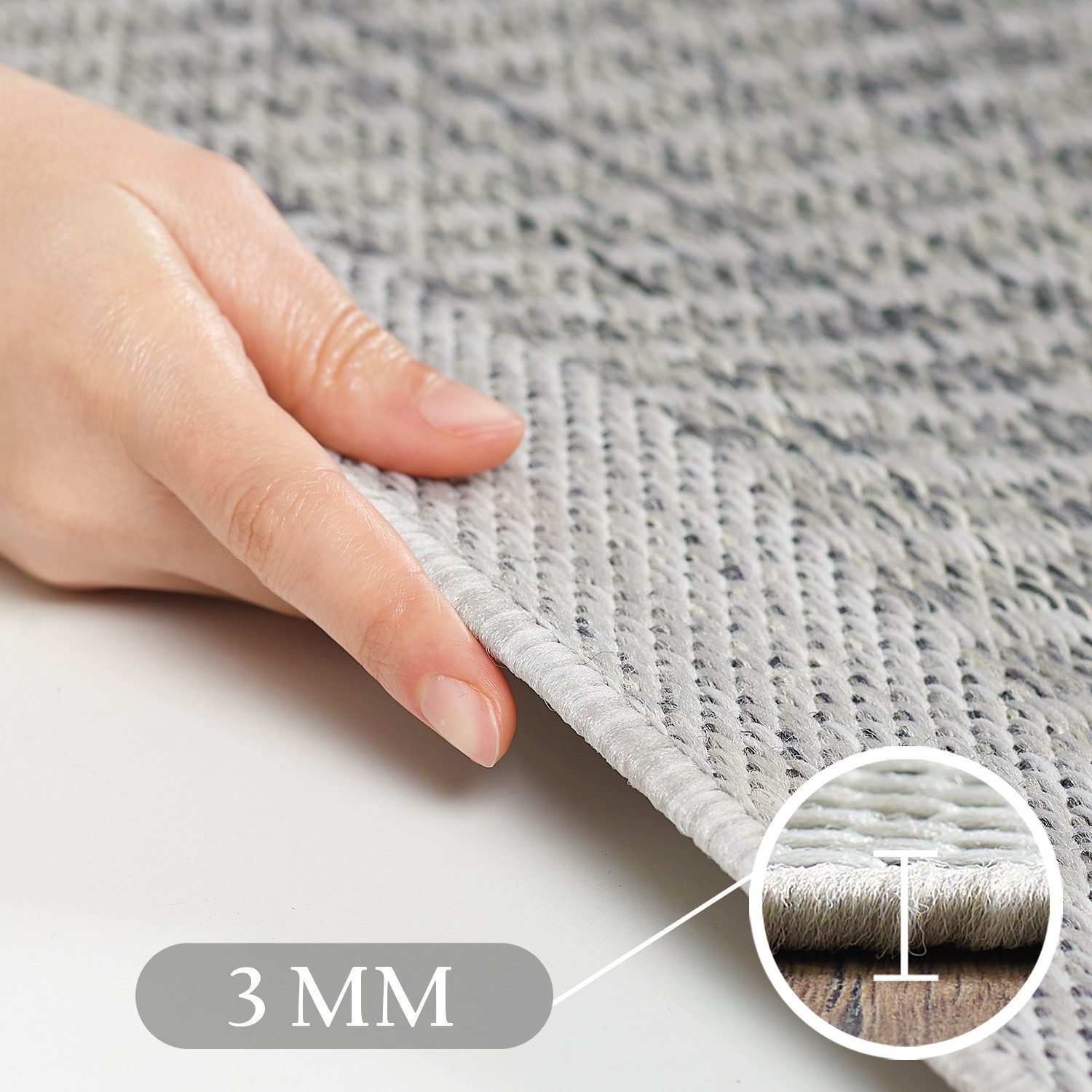 Carpettex Outdoorteppich Unicolor, Rechteck, Höhe: 3 mm, Teppich Wetterfest Waschbar Balkon, Garten, Terrasse und Küchenteppich