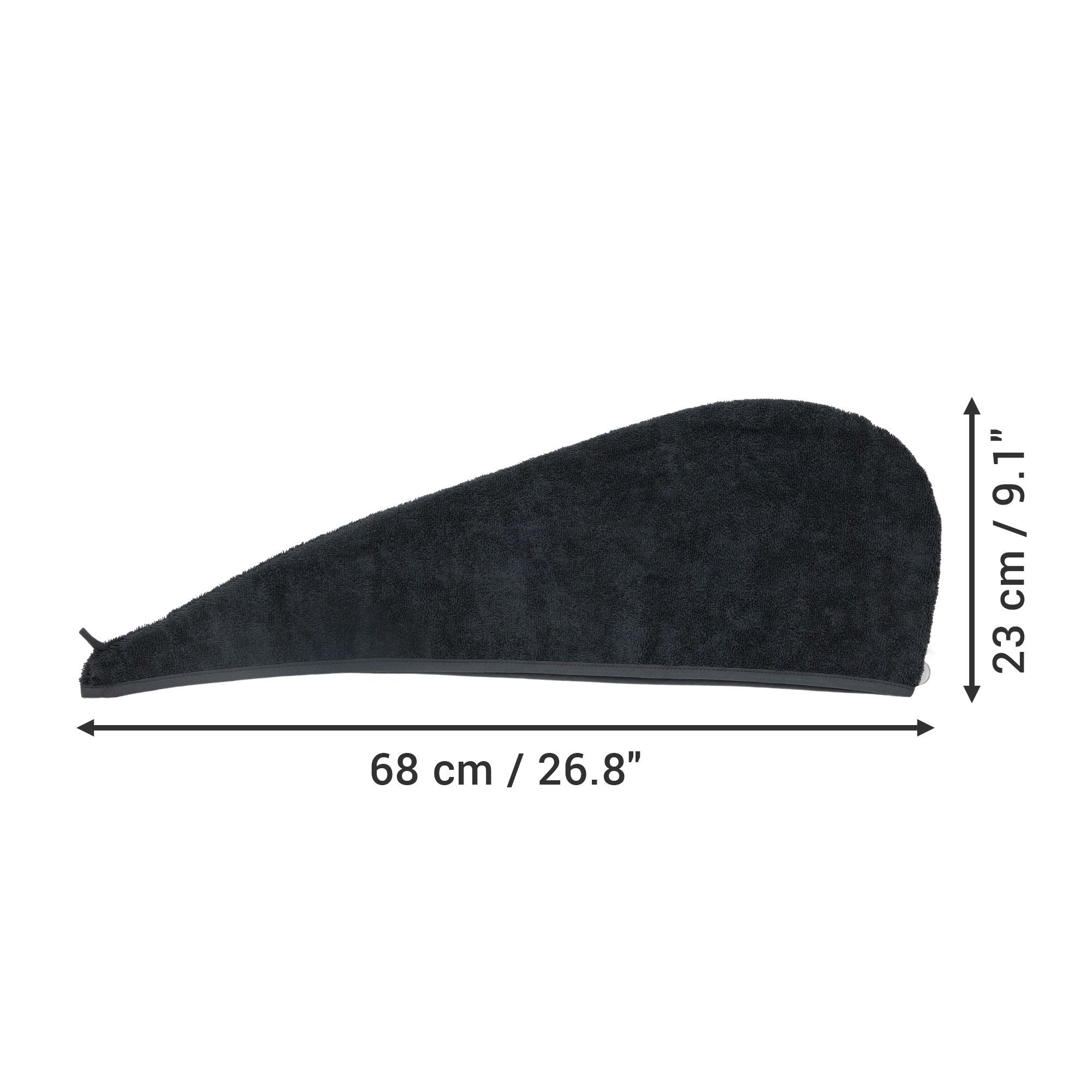 HOMELEVEL Turban-Handtuch Frottee Erwachsene Dunkelgrau Haarturban 100% für mit (1-St) Knopf Baumwolle, aus