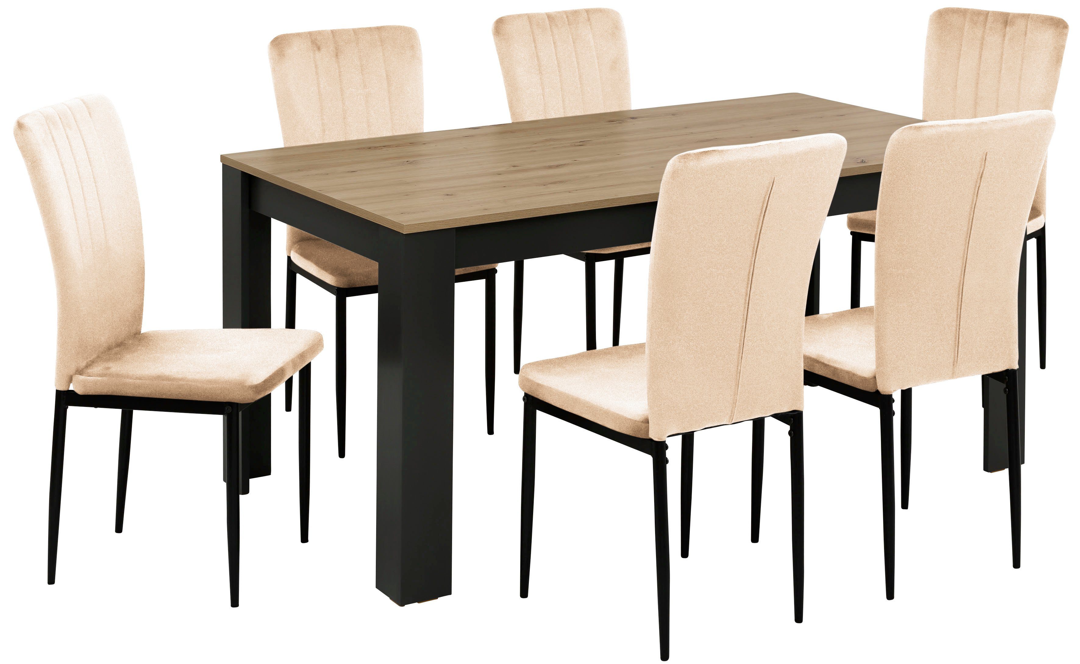 Home affaire Essgruppe "Bergamo Tisch Stühle Speisezimmer Bestseller" Set, günstig online kaufen