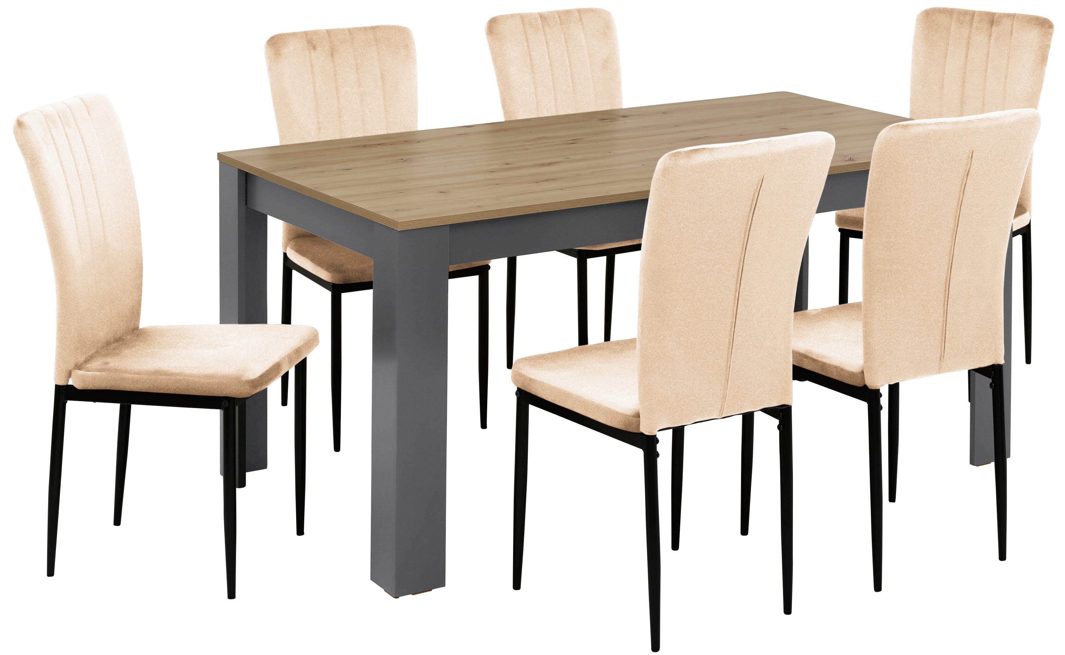Home affaire Essgruppe Bergamo Tisch Stühle Speisezimmer Bestseller, (Set, günstig online kaufen