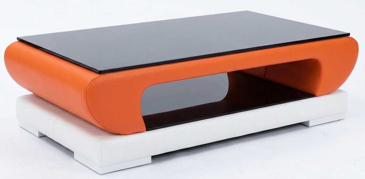 Xlmoebel Couchtisch Moderner Couchtisch Orange Kunstleder Holz Design Wohnzimmertisch (1-St., 1-tlg)