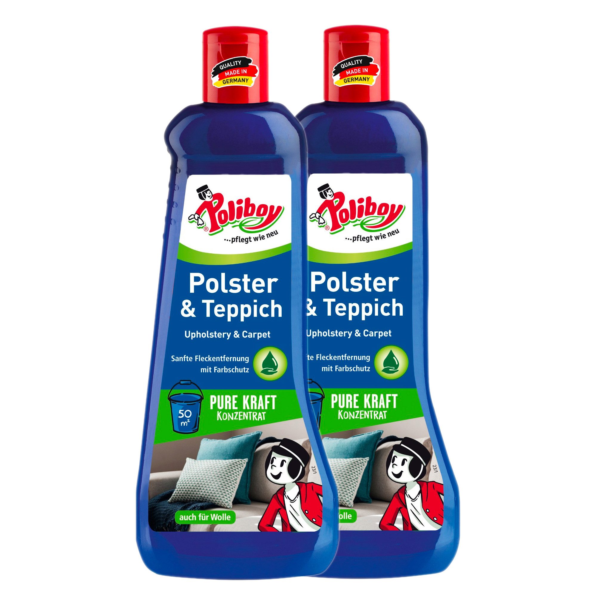 poliboy Teppichreiniger - 1 Liter Polsterreiniger (Reiniger für Polster und Teppiche - Made in Germany)